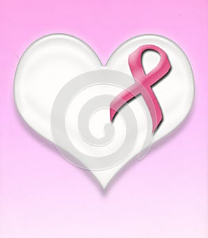 Support breast cancer pink ribbon pin on heart