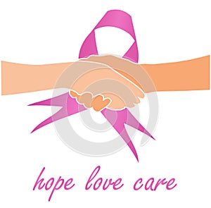 Support for breast cancer sufferers- Pink ribbon with quote