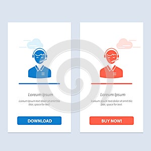 Support, Business, Consulting, Customer, Man, Online Consultant, Service  Blue and Red Download and Buy Now web Widget Card