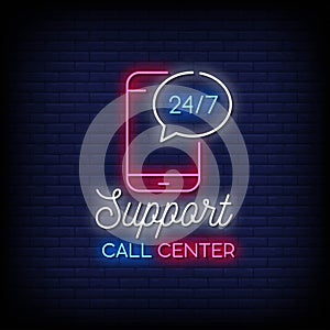 Support Call Canter Neon Signs Style Text Vector