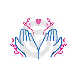 Support and care hand gesture with love. forgiveness or praise concept