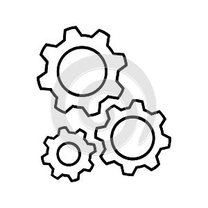 SUPPORT CENTER, GEAR ICON ISOLATED OUTLINE DRAWING photo