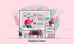 Support center web concept design in flat style