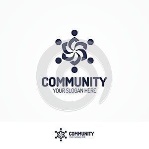 Support community logo consisting as silhouette team people black color