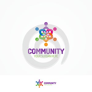 Support community logo consisting as team people