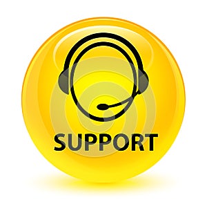 Support (customer care icon) glassy yellow round button