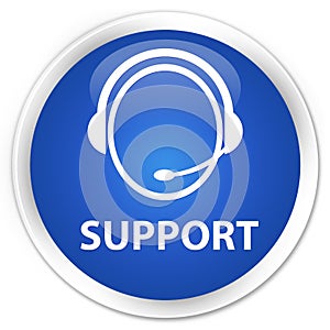 Support (customer care icon) premium blue round button