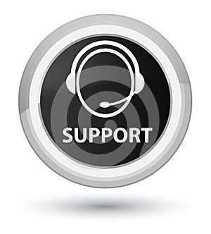 Support (customer care icon) prime black round button