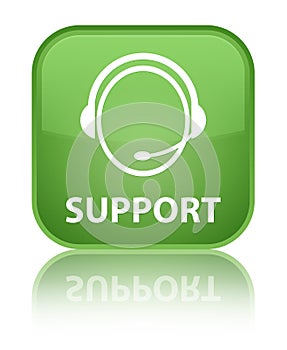 Support (customer care icon) special soft green square button