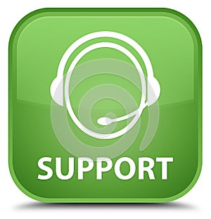 Support (customer care icon) special soft green square button