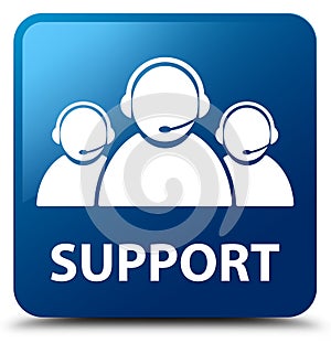Support (customer care team icon) blue square button