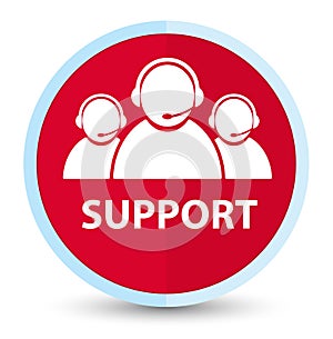 Support (customer care team icon) flat prime red round button