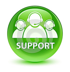 Support (customer care team icon) glassy green round button