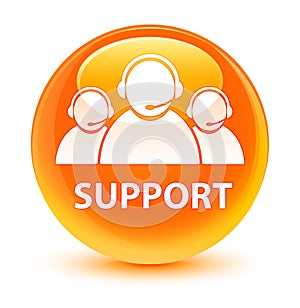 Support (customer care team icon) glassy orange round button