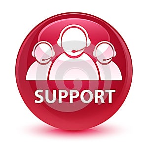 Support (customer care team icon) glassy pink round button