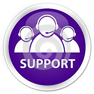 Support (customer care team icon) premium purple round button