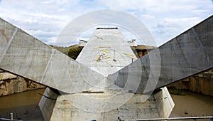 Support or fastening beams in the construction of a bridge over the Llobregat river in the Delta del Llobregat