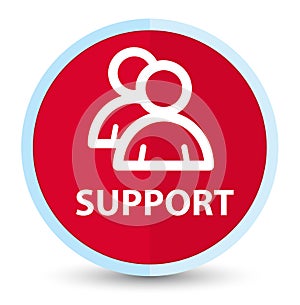 Support (group icon) flat prime red round button