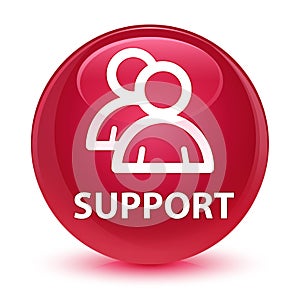 Support (group icon) glassy pink round button