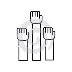 Support hands icon, linear isolated illustration, thin line vector, web design sign, outline concept symbol with