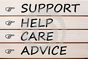 Support Help Care and Advice Concept