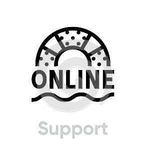 Support help icon. Editable line vector.