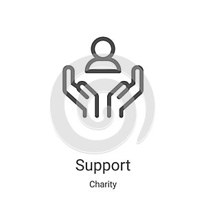 support icon vector from charity collection. Thin line support outline icon vector illustration. Linear symbol for use on web and