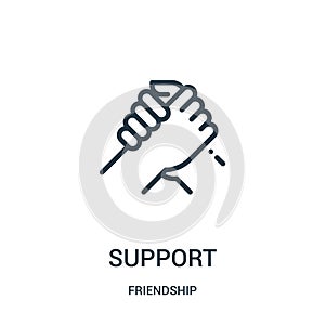 support icon vector from friendship collection. Thin line support outline icon vector illustration. Linear symbol for use on web