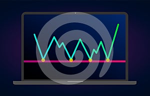 Support level line flat icon - chart pattern figure technical analysis. Vector stock and cryptocurrency exchange graph