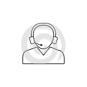 Support line icon, call center outline and solid vector sign, li