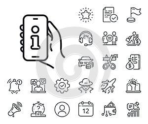 Support line icon. Phone information sign. Salaryman, gender equality and alert bell. Vector