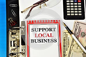 Support local businesses. Text inscription on the planning form in the office Registrar.