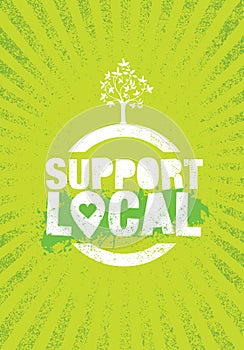 Support Local Farmers. Creative Organic Eco Vector Illustration on Recycled Paper Background