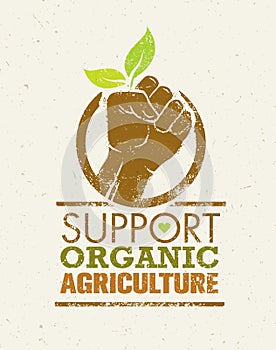 Support Local Farmers. Creative Organic Eco Vector Illustration on Recycled Paper Background