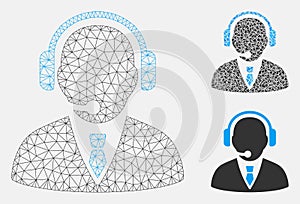 Support Manager Vector Mesh Network Model and Triangle Mosaic Icon