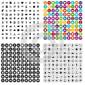 100 support network icons set vector variant