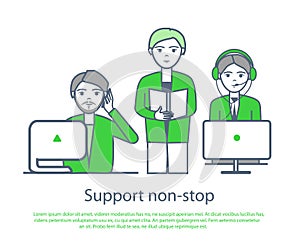 Support Non Stop Poster Male and Female Computers
