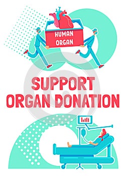 Support organ donation poster flat vector template