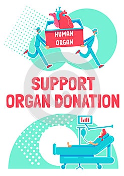 Support organ donation poster flat vector template photo