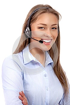 Support phone operator in headset isolated