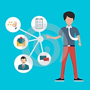 Support service concept. Technical support assistant. Flat vector illustration.