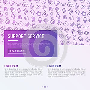 Support service concept with thin line icons.