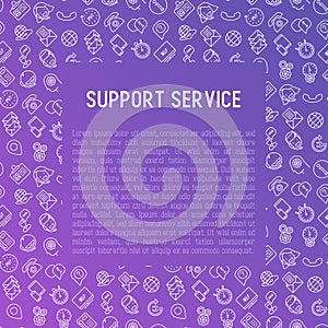 Support service concept with thin line icons