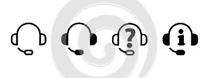 Support service icons set. Customer support and Call center icon.