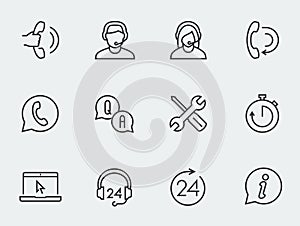 Support service icons, thin line design