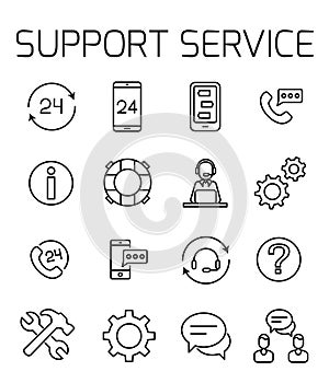 Support service related vector icon set