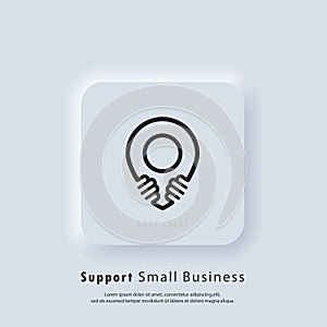 Support small business icon. Shop local products. Coronavirus Quarantine. Shop local symbol. Vector. UI icon. Neumorphic UI UX