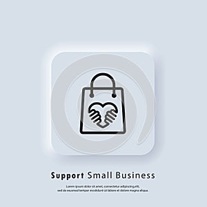 Support small business icon. Shop local products. Coronavirus Quarantine. Shop local symbol. Vector. UI icon. Neumorphic UI UX photo