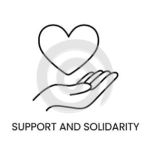 Support and solidarity for cancer patients line icon vector malignant cancer disease.