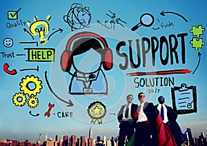 Support Solution Advice Help Quality Care Team Concept